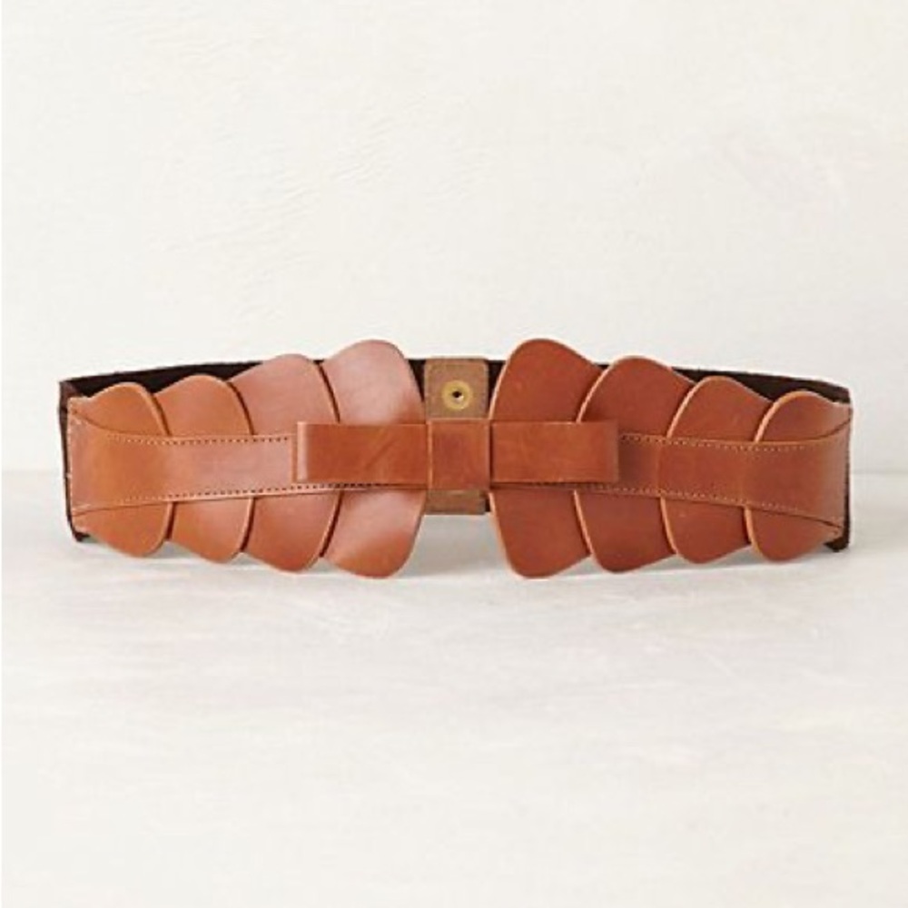 Anthropologie Brown Leather Belt with Elastic